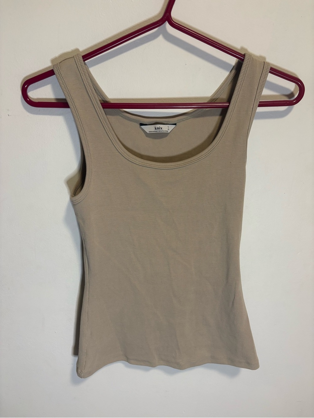 knix Ribbed Scoop Tank in Beige Taupe